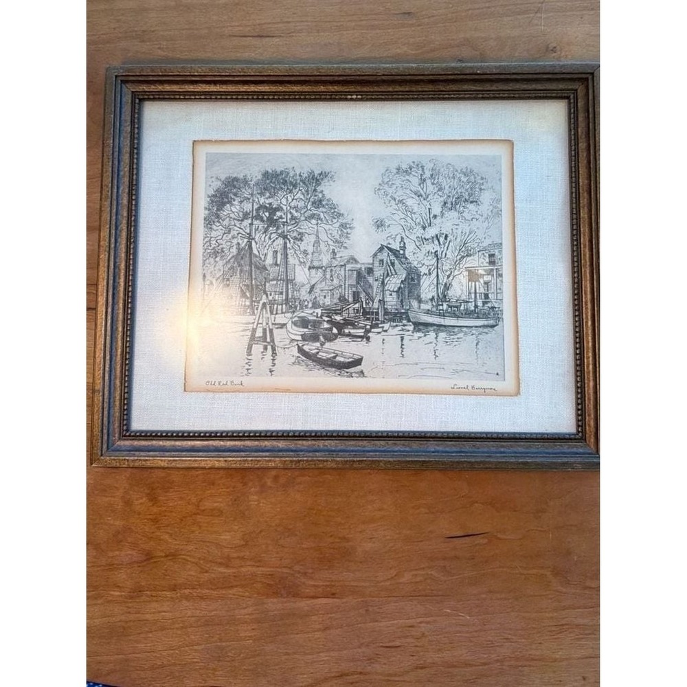 Vintage Lionel Barrymore Old Red Bank‎ framed talio chrome etching print